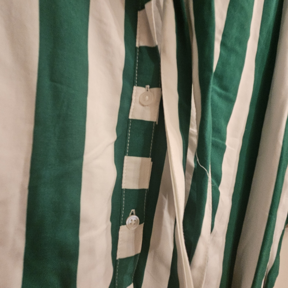 Crown & Ivy Green and White Striped Shirt Dress
